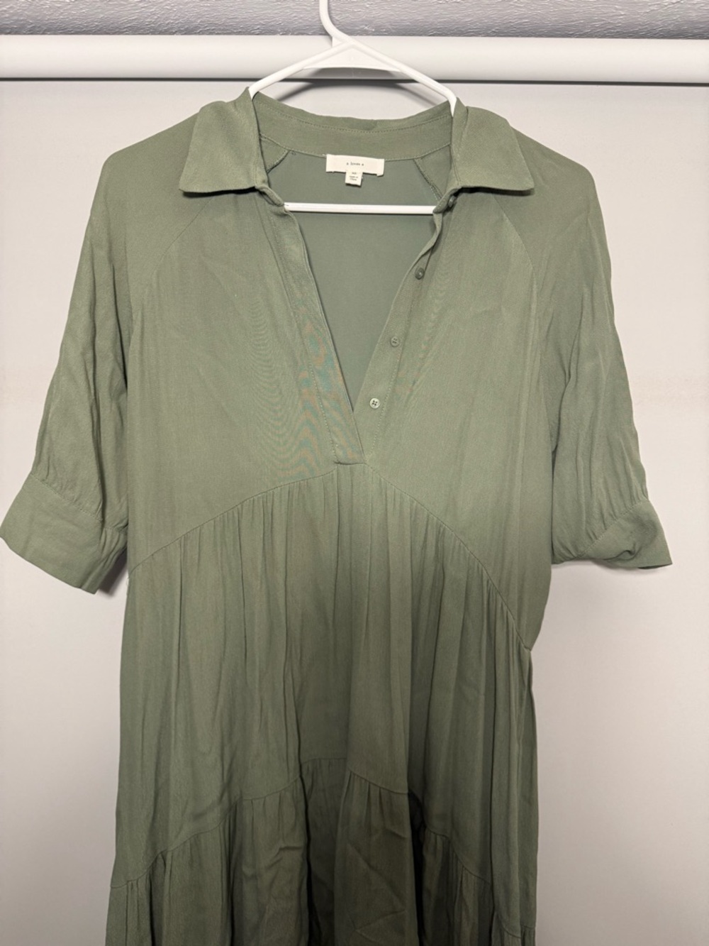 Relaxed Olive Green Collared Tunic Top
